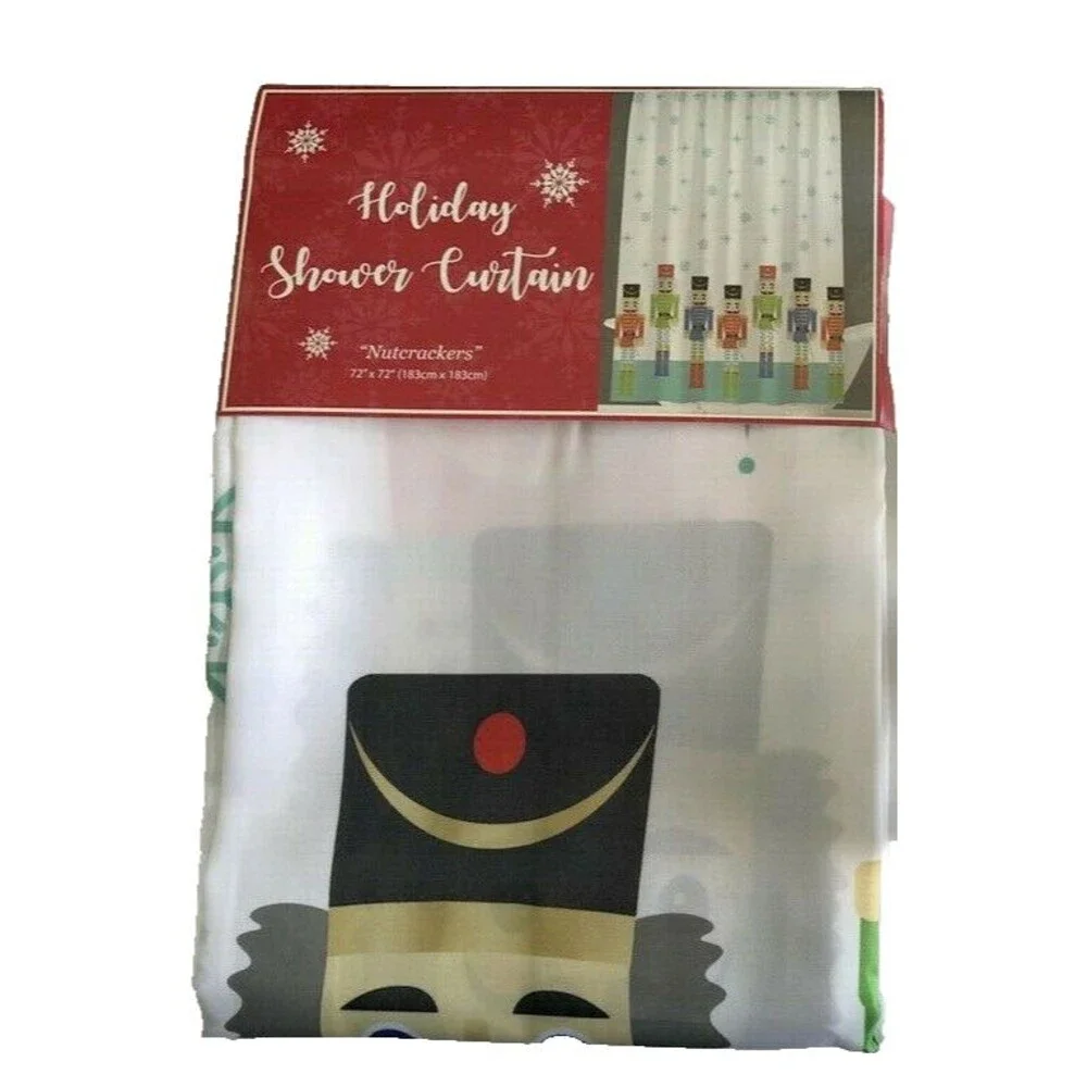 Christmas Nutcracker Fabric Shower Curtain Bathroom Holiday Polyester 72x72